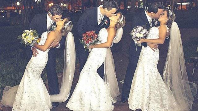 Brezilyalı üçüz kız kardeşler aynı gün evlendi