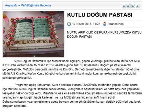 Zile Müftülüğü'nden pasta skandalı