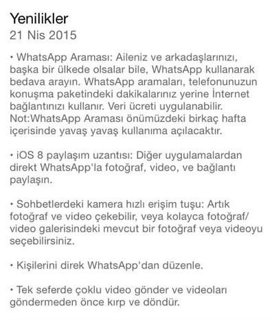 WhatsApp'a iPhone için sesli arama özelliği