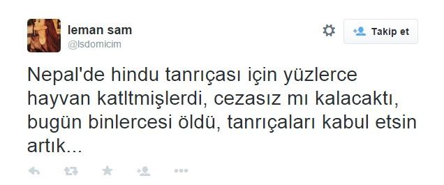 Leman Sam'dan olay yaratacak Nepal tweeti