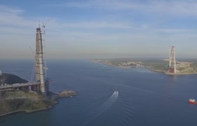 3. Köprü inşaatı drone ile görüntülendi