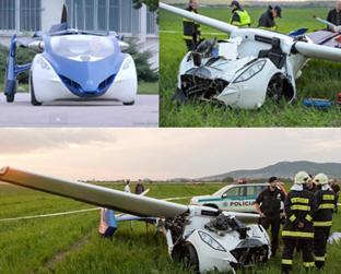 Uçan araba yere çakıldı