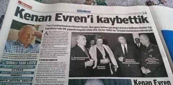 Sözcü'nün Kenan Evren üzüntüsü