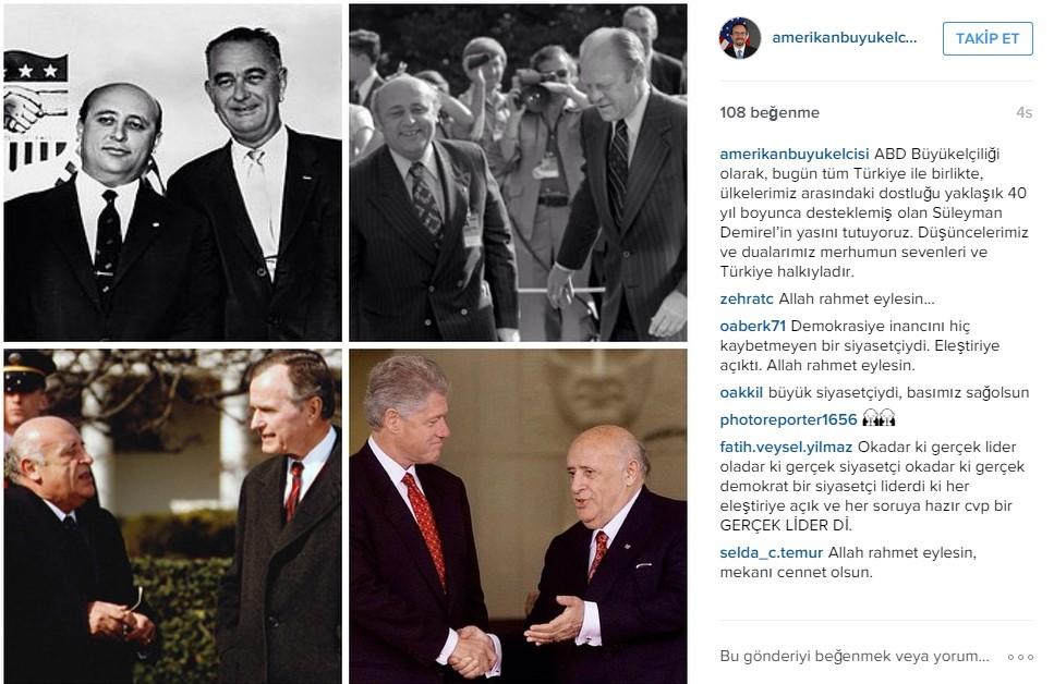 Amerikan Büyükelçisi Demirel’e fotoğraflarla veda etti