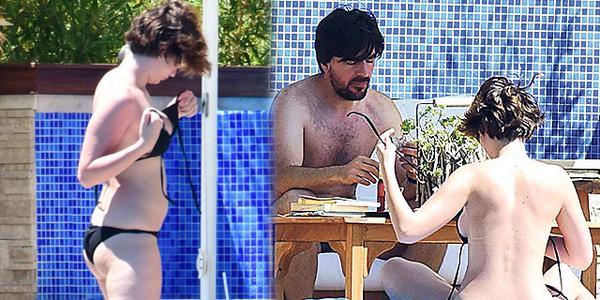 Sevgilisi Farah'ı elleriyle yağladı