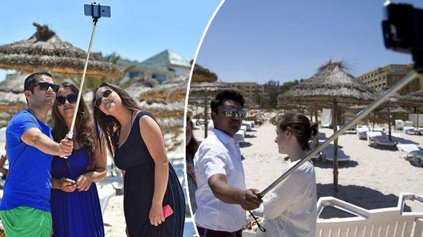 Tunus'ta 38 kişinin öldürüldüğü plajda selfie çekiyorlar