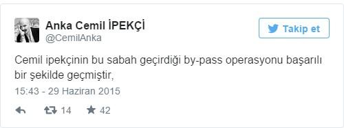 Cemil İpekçi yoğun bakıma alındı