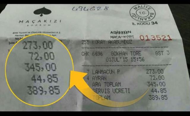 Gökhan Töre lahmacuna 390 lira ödedi