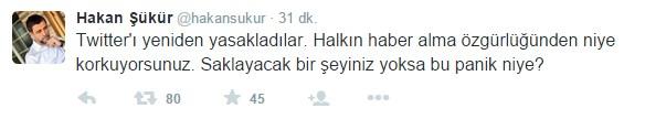 Hakan Şükür'den Twitter yasağına tepki