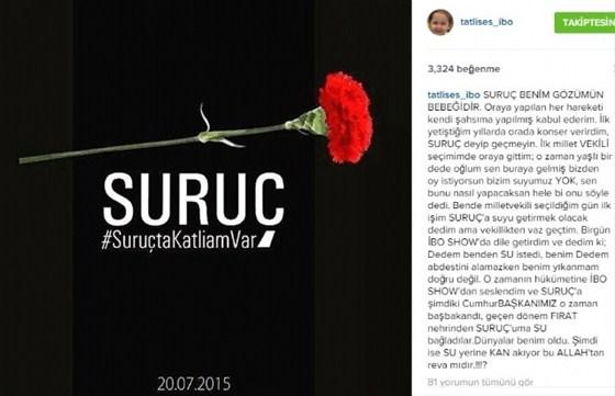 İbrahim Tatlıses'e takipçilerinden Suruç tepkisi