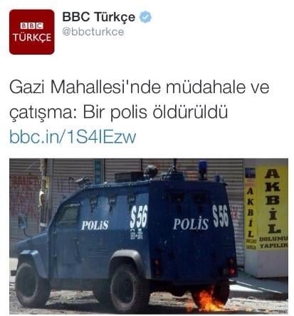 BBC Türkçe: Gazi Mahallesi'nde polis öldürüldü
