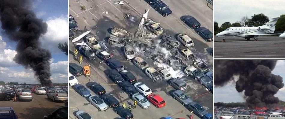 İngiltere'de araba pazarına uçak düştü