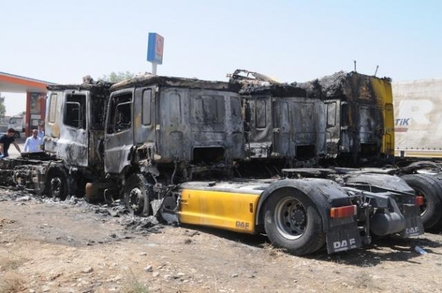 Cizre'de park halindeki 6 araç yakıldı