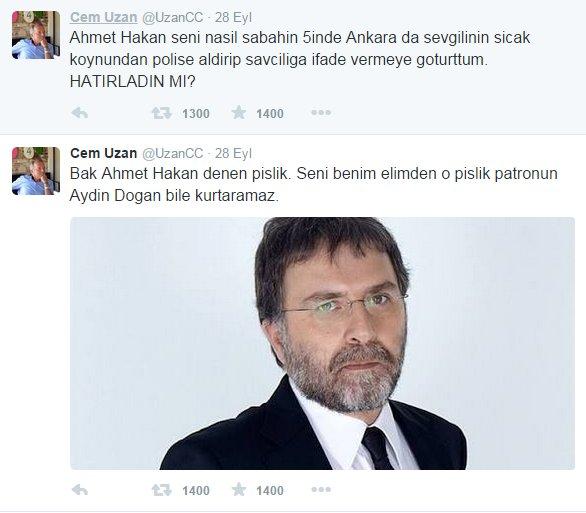 Twitter'da Cem Uzan-Ahmet Hakan kavgası