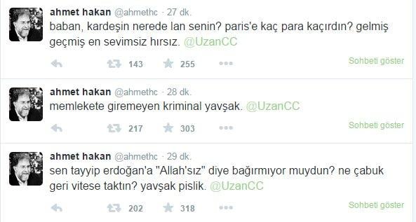 Twitter'da Cem Uzan-Ahmet Hakan kavgası