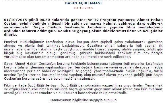 İstanbul Valiliği’nden Ahmet Hakan açıklaması