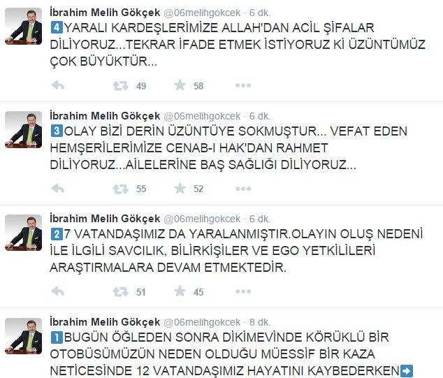 Melih Gökçek'ten otobüs kazası açıklaması