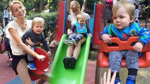 Bade İşçil oğlu Azur'la parkta eğlendi