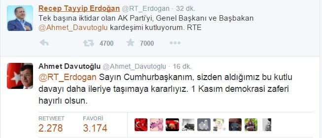 Cumhurbaşkanı Erdoğan'dan Davutoğlu'na kutlama