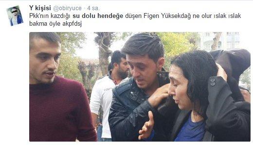 Figen Yüksekdağ su dolu hendeğe düştü esprisi