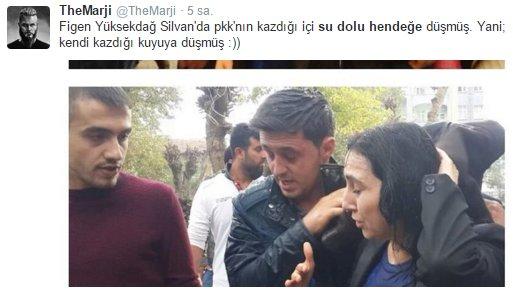 Figen Yüksekdağ su dolu hendeğe düştü esprisi