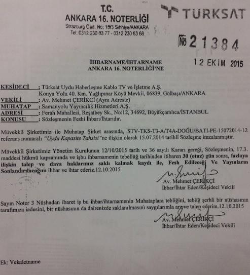 Samanyolu yayın grubu TURKSAT'tan kaldırıldı