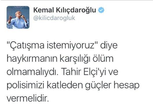 Kılıçdaroğlu Tahir Elçi için tweet attı