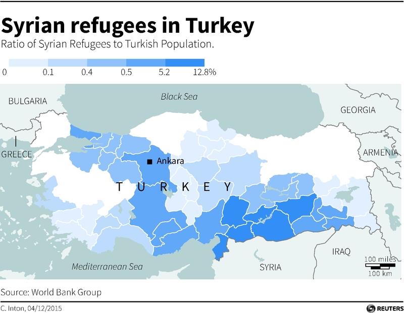 Türkiye'deki mültecilerin dağılım haritası