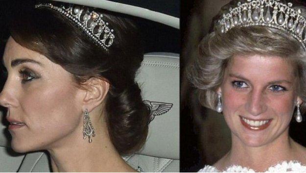 Cambridge Düşesi Middleton Prenses Diana'nın tacını taktı