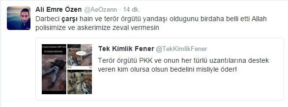 Çarşı PKK'lı teröristin fotoğrafını paylaştı