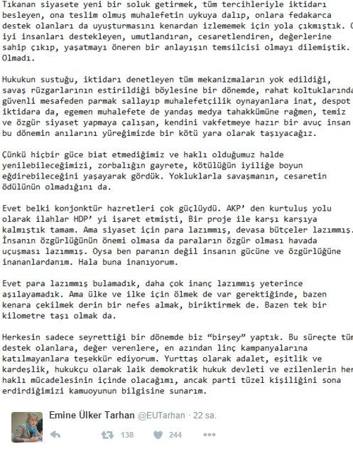 Emine Ülker Tarhan: Siyaset için para lazımmış