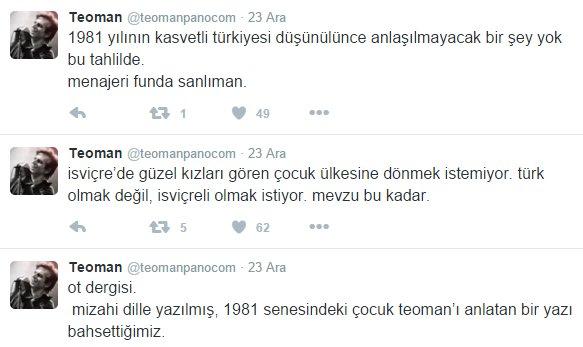 Teoman: Türk olmak midemi bulandırıyor