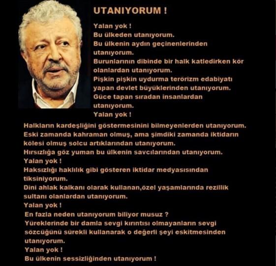 Metin Akpınar'dan utanmıyorum açıklaması