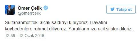 Ömer Çelik Sultanahmet saldırısını kınadı