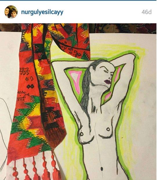 Nurgül Yeşilçay'ın resmindeki PKK renkleri tepki çekti