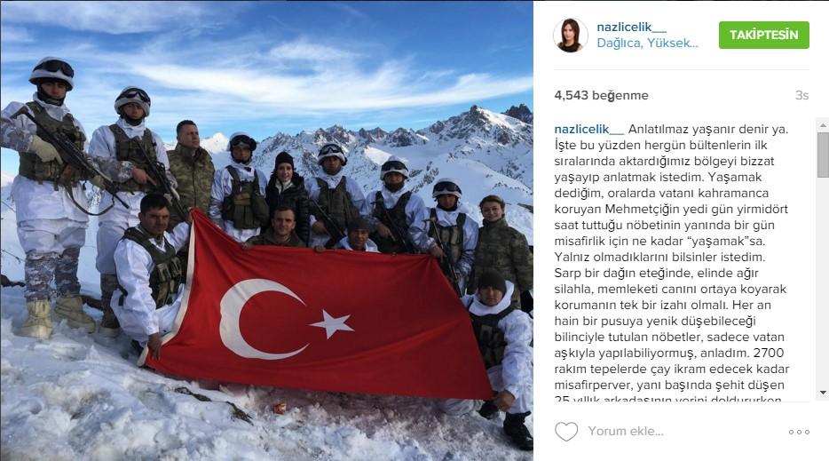 Nazlı Çelik Mehmetçik için Dağlıca'ya çıktı