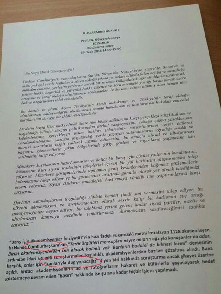 1100 imzalı bildiriyi sınav sorusu yapan hocaya inceleme