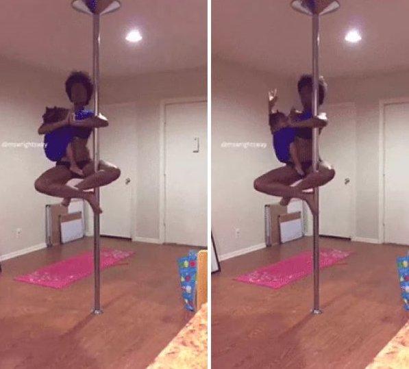 Direk dansı yaparken çocuğunu emziren anne İZLE