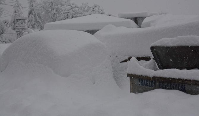 Trabzon'da otomobiller kara gömüldü