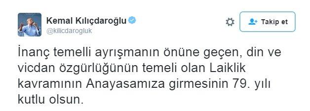 Kemal Kılıçdaroğlu'ndan laiklik kutlaması