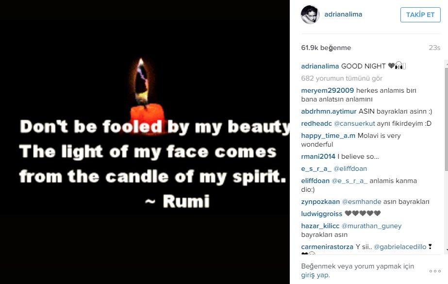 Adriana Lima'dan Mevlana paylaşımı