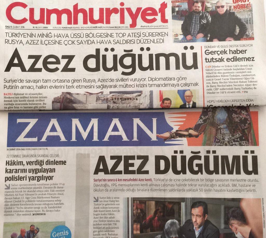 Cumhuriyet ve Zaman yine aynı manşetle çıktı