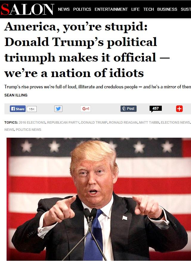Salon dergisi Trump'ı seçen ABD'lilere aptal dedi