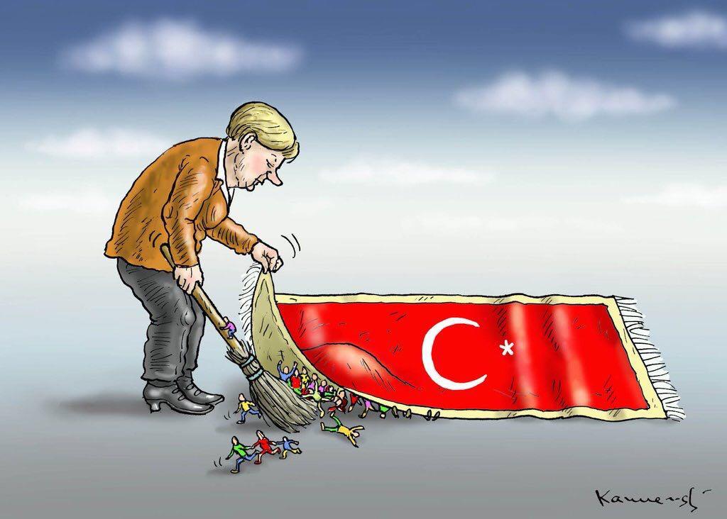 Alman karikatüristin Merkel karikatüründe Türk Bayrağı