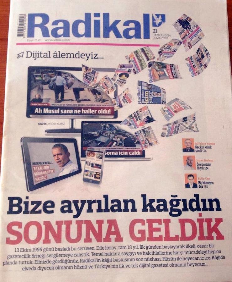 Radikal'in internet sitesi kapanıyor