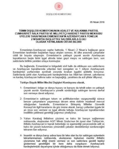 3 partiden Ermenistan'ı kınama bildirisi