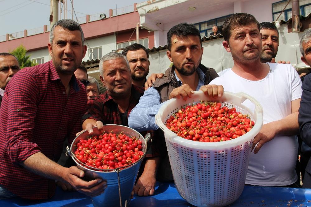 Kirazın kilosu 200 liradan açık artırmayla satıldı