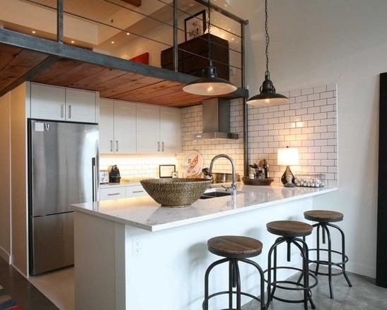 Küçük evler için loft tarzı dekorasyonlar