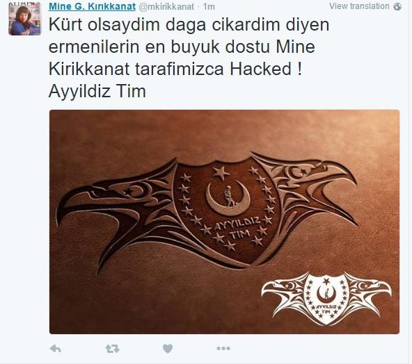 Mine Kırıkkanat'ın Twitter hesabı hacklendi