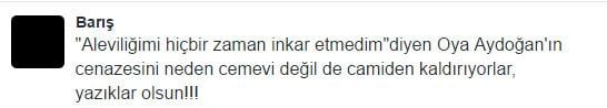Oya Aydoğan'ın ardından 'cemevi' tartışması